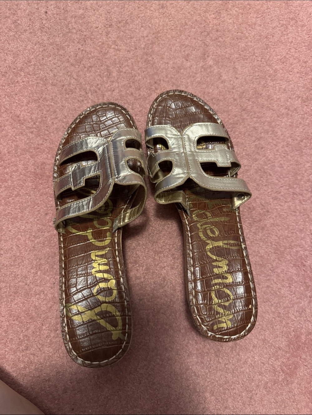Sam Edelman Gold Metallic Slide Sandals